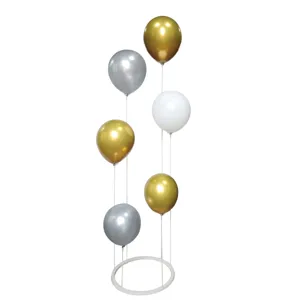 Balloon table floating stand kit with metallic gold silver white balloons for party decor