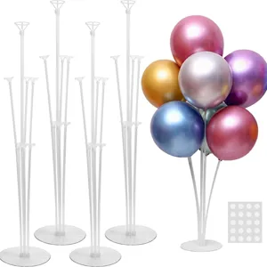 Balloon Table Stand Kit Clear Balloon Column Holder Stands with Glue Dots for Birthday Wedding Party Decoration