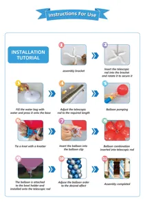 Installation tutorial chart for 2m telescopic rod balloon column stand party decor kit.