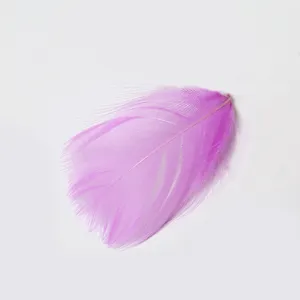 Dyed purple goose feather for DIY craft, soft plume filler for bobo balloons and party decor.