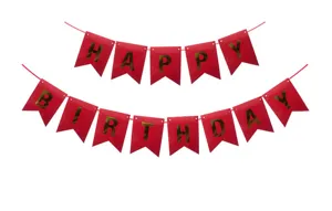 Red happy birthday banner swallowtail flags party decoration hanging garland set new