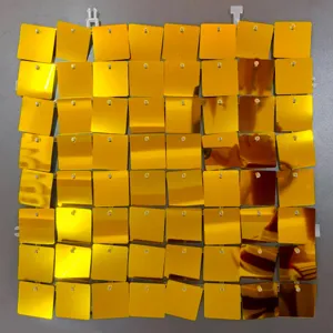 Gold sequin wall panel detail, reflective square shimmer backdrop for party stage decor