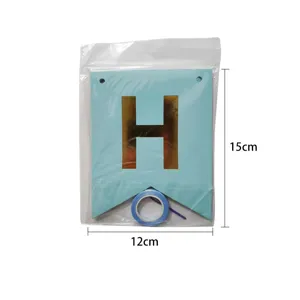 Blue swallowtail birthday banner letter H with ribbon party decoration piece 15x12cm
