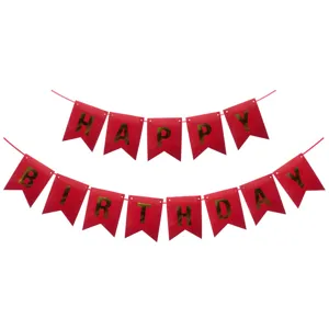 Red Happy Birthday fishtail banner party decoration main product front view hanging set