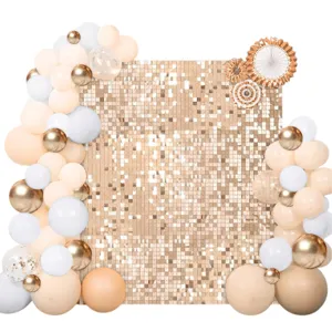 Fond de Mur Scintillant Carré avec Ballons pour Fête Mariage Anniversaire Décoration Set