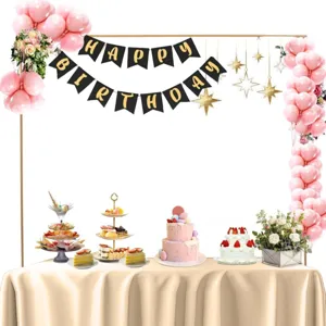 Soporte de arco de mesa de metal dorado ajustable telescópico para decoración de fiesta