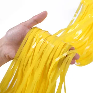 Yellow fringe curtain for birthday party background wall decoration, shiny tinsel door curtain.
