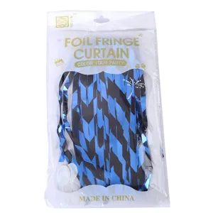 Blue black foil fringe curtain 1x2m matte metallic tinsel backdrop for party decor