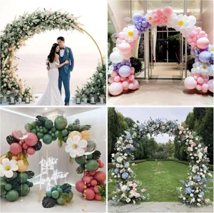 Support d'arche ronde en métal doré pour mariage anniversaire fête ballon et fond floral