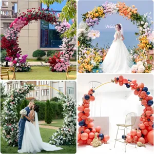 Support de fond d'arche en métal rond pour fête de mariage, cadre doré pour ballons.