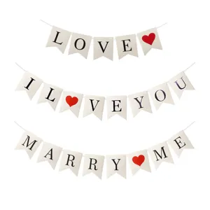 Gold Foil Stamping Swallowtail Bunting Banner Valentine Wedding Party Romantic Proposal Hanging Decoration Garland