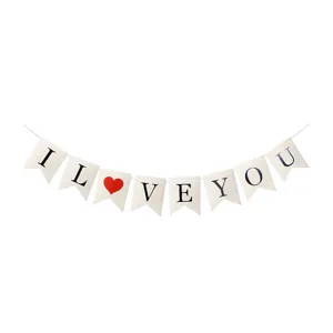 Valentine day I love you swallowtail banner wedding party decoration hanging paper flag decor