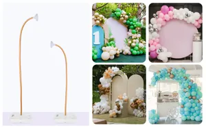 DIY balloon arch stand kit with flexible aluminum-plastic pipes for party decoration backdrop.