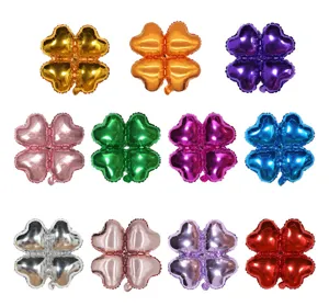 Multi-color four-leaf clover foil balloon set, perfect for party and wedding decor.