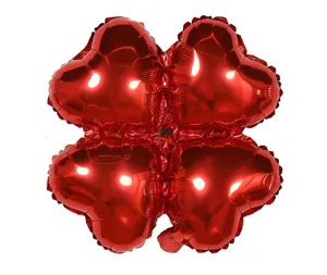 Bright red four-leaf clover foil balloon for wedding party birthday decoration details