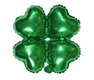 Green four leaf clover foil balloon for wedding birthday party celebration event decor display.