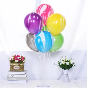 Colorful agate balloons set with clear stand for birthday party and wedding decoration.