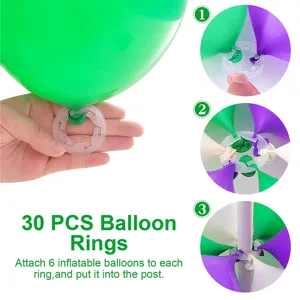 30 pcs balloon rings for arch stand, durable plastic clips to build party decorations easily.