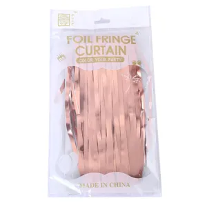 Rose gold foil fringe curtain for birthday party and wedding backdrop decoration 1x2m.