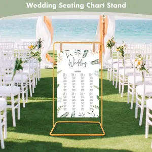 Support de plan de table de mariage en métal, cadre de présentation doré pour décor d'événement.