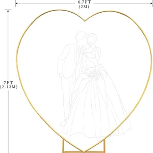 Gold metal heart balloon arch stand for wedding party decoration and backdrop frame