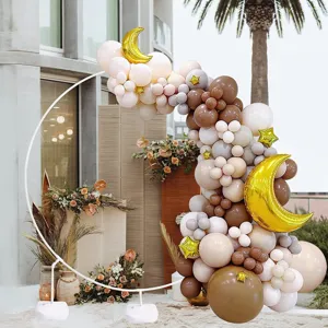 Kit support ballon rond avec ballons marron rose blanc et lune étoile aluminium pour fête