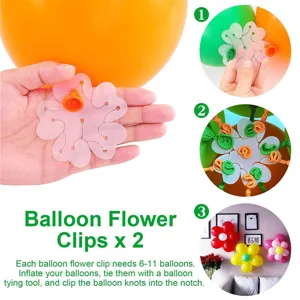 Plastic balloon flower clips for party decoration, arch making, easy to use 2pcs set.