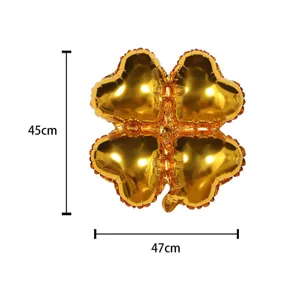 Gold four leaf clover foil balloon for birthday party wedding celebration decor 45x47cm