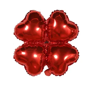 Red four leaf clover foil balloon for wedding birthday party celebration decoration supply