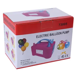Electric balloon pump packaging box detail, showing product design and operating instructions clearly.
