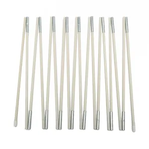 Detail view of foldable fiberglass poles with metal connectors for balloon arch decoration.