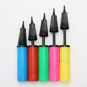 Portable plastic hand balloon pump for easy party decoration and quick inflation.