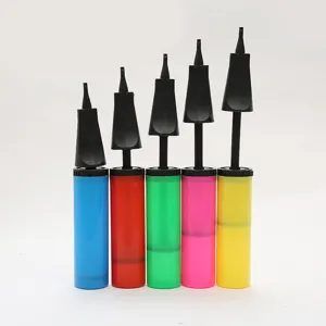 Portable plastic balloon hand pump set in multi colors for easy party decoration use.