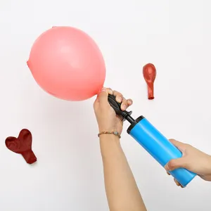 Portable manual plastic balloon pump hand push inflator tool for party decoration and birthdays.