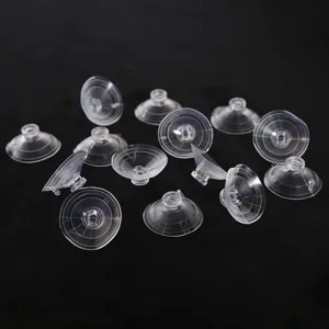 Clear plastic suction cups detail view, transparent heavy duty suckers for decoration use.