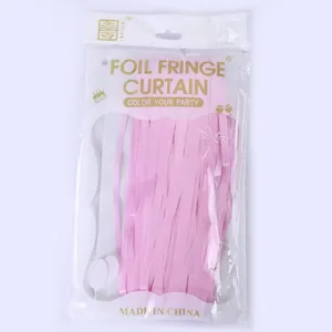 Pink foil fringe curtain for birthday party background wall decoration and festive events.