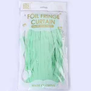 Macaron foil fringe curtain for birthday party background wall decoration, shiny tassel door curtain.