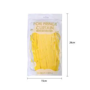 Macaron yellow foil fringe curtain backdrop for birthday party decoration, hanging door strip.