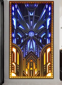 Grosse vertikale dekorative Wandkunst Paneele mit warmen und kühlen LED Lichtern Flur.