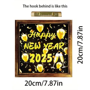 New Year wooden photo frame pendant with gold balloon design and 20x20cm wall decor