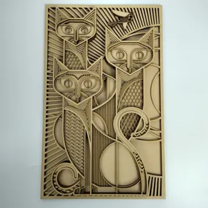 Art mural chat en bois 3D sculpture suspendue superposition géométrique décoration maison