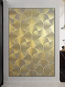 Modern 3D Gold Abstract Wall Painting Luxury Geometric Wall Art Decor for Living Room