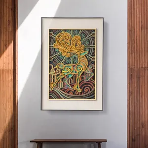 Cervo a nove colori 3D intaglio carta arte murale di lusso ingresso decorazione casa