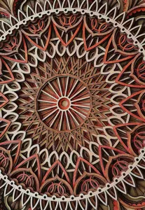 Arte murale mandala in legno multistrato 3D intaglio geometrico decorazione casa