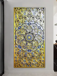 Prachtige houten mandala wanddecoratie met gelaagd snijwerk ophangschilderij voor woonkamer