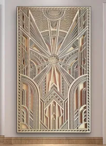 Houten mandala wanddecoratie 3D gelaagd geometrisch hangend paneel luxe huis stijl