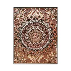 quadro da parete decorativo mandala multistrato in legno 3d per sfondo del corridoio