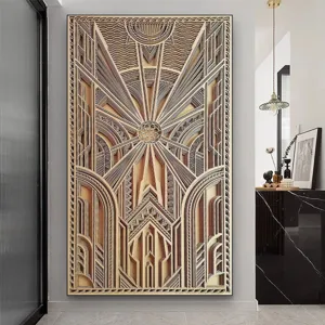 Luxe Geometrische Mandala Meerlagig Houten Wanddecoratie Driedimensionaal Lasergegraveerd Hol Architectuur Reliëf Paneel Voor Woonkamer Interieur