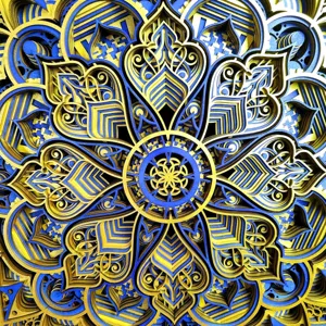 Houten mandala wanddecoratie meervoudig gelaagd snijwerk hangende schilderij