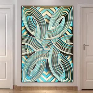 Nordic 3D layered wooden wall art abstract geometric carving hanging painting for decor